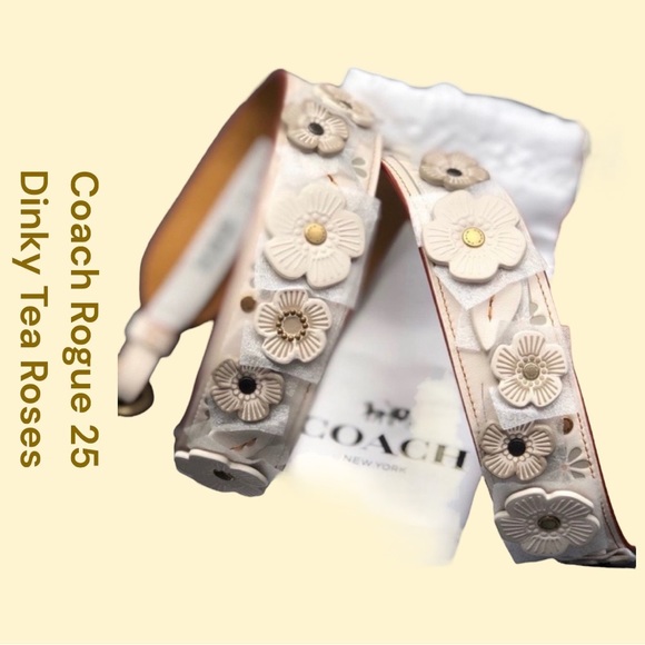 RARE Coach Rogue 25 (with Dinky Tea Roses) Satchel & Custom Dinky Tea Rose Strap - Picture 5 of 16